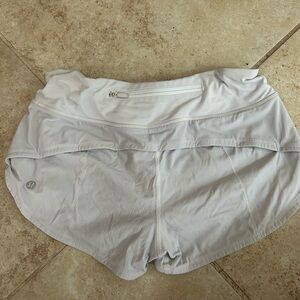 White Lululemon Speed Up Shorts